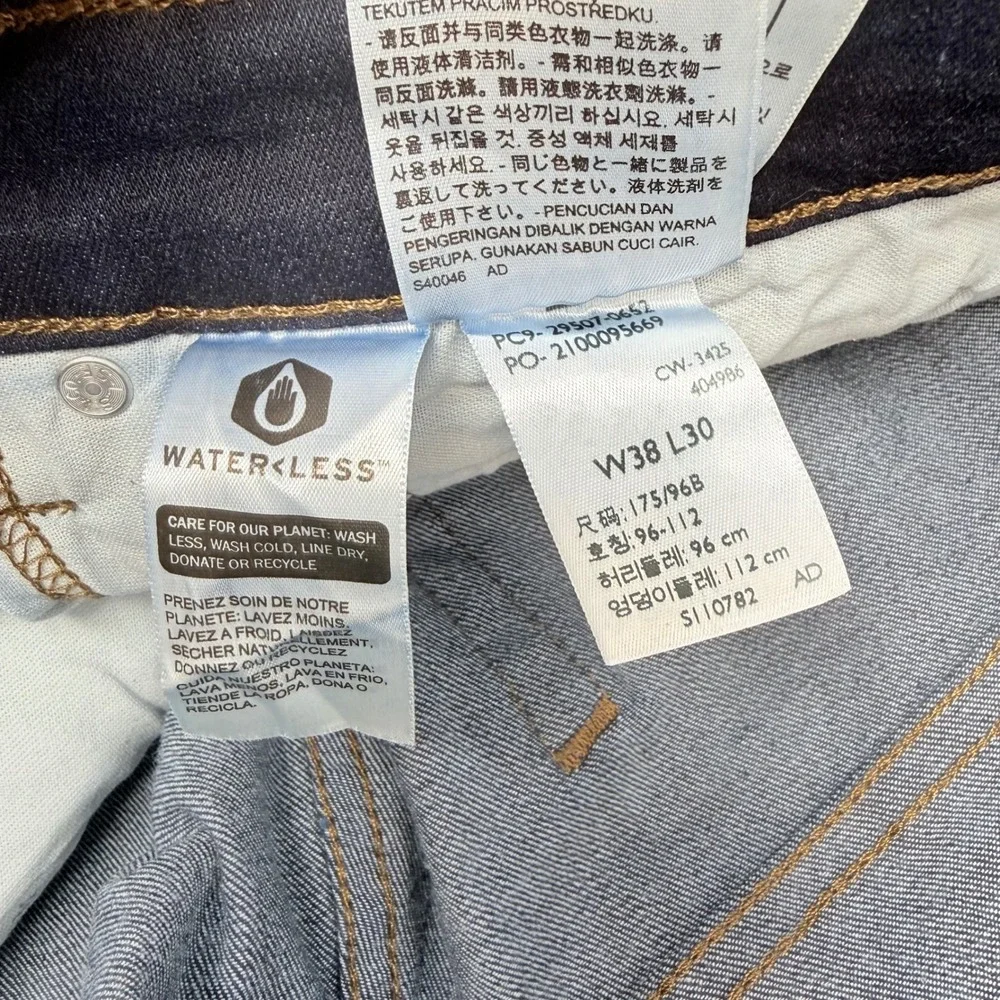 Levis 502 Taper Mens Jeans 38x30 Dark Indigo WaterLess Stretch NEW